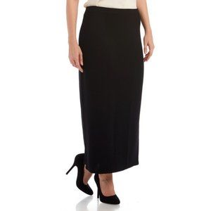 St. John Basics Santana Knit Maxi Skirt | Black Stretch Classic Long Skirt | 6